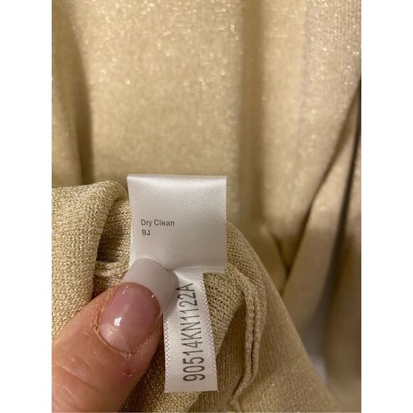 NWT Antonio Melani Gold Metallic Thread Satin Tie Sweater Sz XL Holidays High Nk - Picture 13 of 13